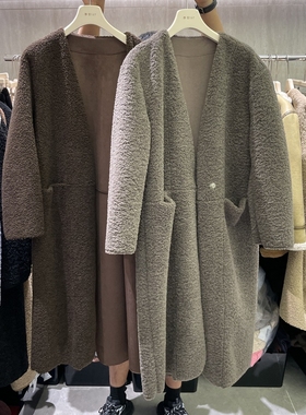 摩登mdeng冬季2025慵懒风长款加厚羊驼绒大衣外套女上衣H5169