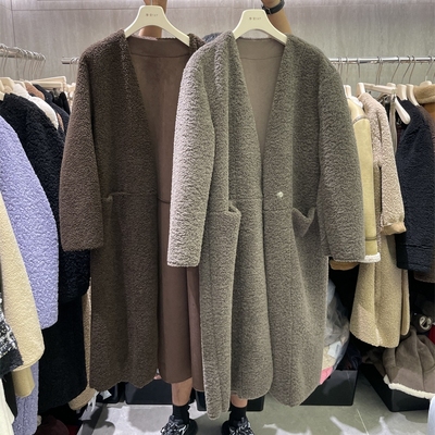 摩登mdeng冬季2025慵懒风长款加厚羊驼绒大衣外套女上衣H5169
