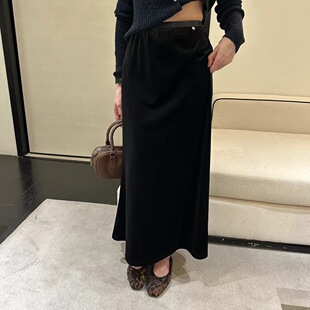 SJG设计感秋冬新款黑色丝绒鱼尾裙女金丝绒松紧腰显瘦长裙子89A50