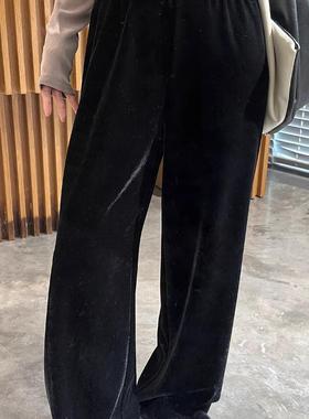 摩登mdeng冬2025新款高腰百搭金丝绒加绒直筒裤女休闲裤M9331