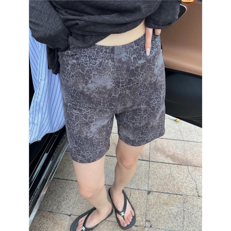 摩登Mdeng豹纹骑行裤女秋季2025休闲百搭显瘦打底短裤潮73181