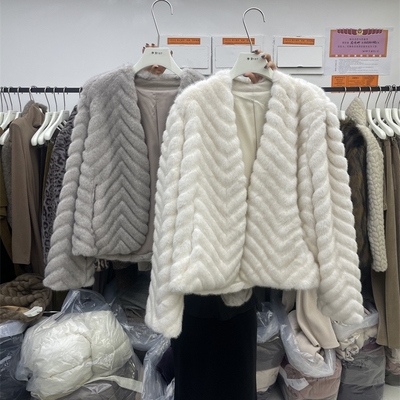 摩登mdeng气质简约水貂毛短款外套女2025冬季新款皮草73666