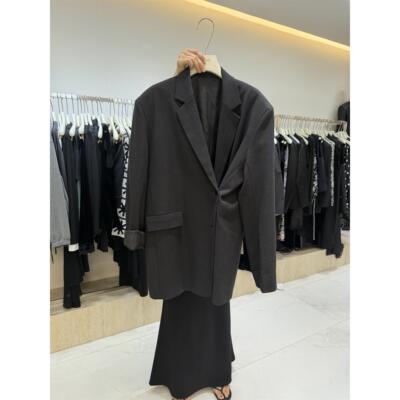 摩登mdeng韩版休闲宽松西装外套女2026早秋侧扣极简西服73618-1