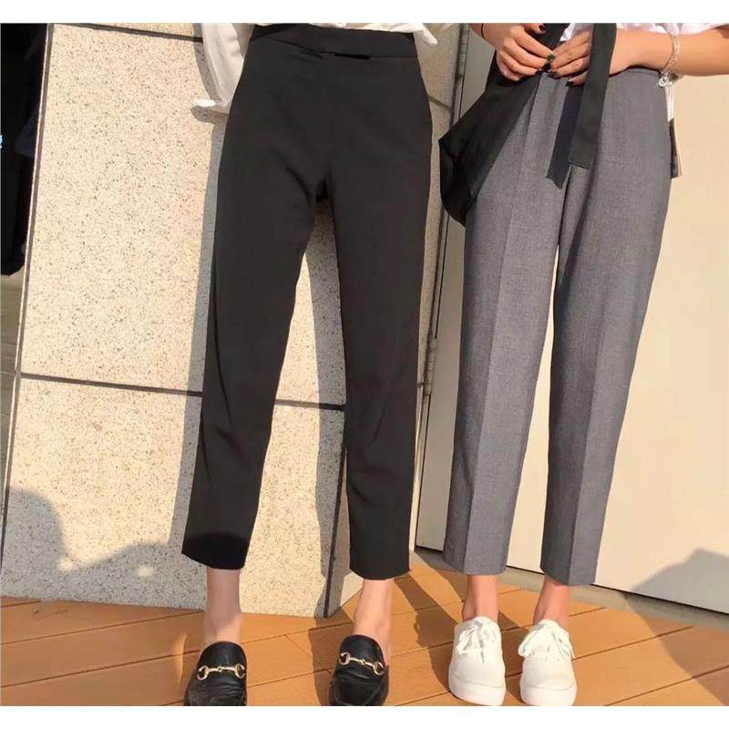 WUZHI 百搭休闲西装裤 洋派干练显瘦高腰九分菸筒裤女潮76018