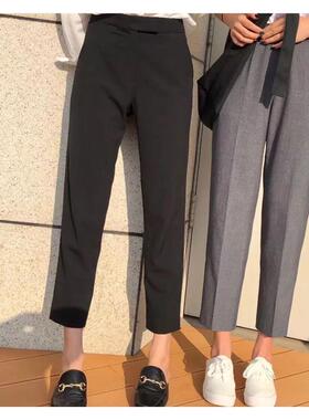 WUZHI 百搭休闲西装裤 洋派干练显瘦高腰九分菸筒裤女潮76018