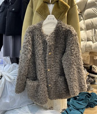 摩登mdeng羊羔毛外套女冬季款皮毛一体宽松加厚皮草上衣F2099