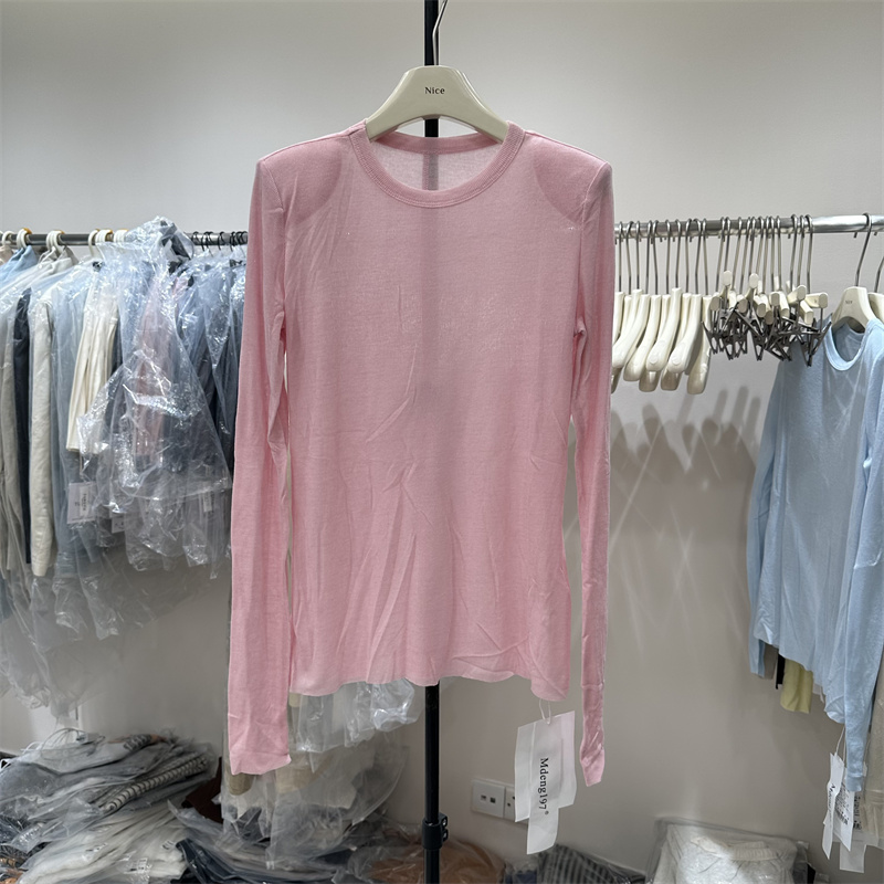 摩登mdeng春夏季新款圆领修身垫肩百搭显瘦T恤打底衫女1T033