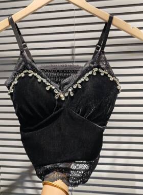 金丝绒钉珠美背辣妹穿搭