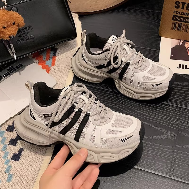 复古港风显脚小老爹鞋女款2025年秋冬新款厚底系带百搭运动休闲鞋