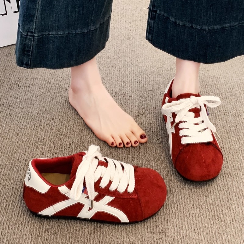 丑萌面包鞋百搭厚底内增高德训鞋