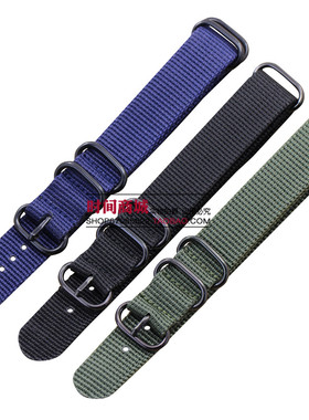 适配鲁美表带|水鬼表18|20|22mm黑色 蓝色 绿色尼龙表带