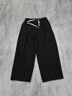 裤 日式 嘻哈街舞滑板工装 复古纯色松紧腰宽松休闲裤 慵懒阔腿阔版