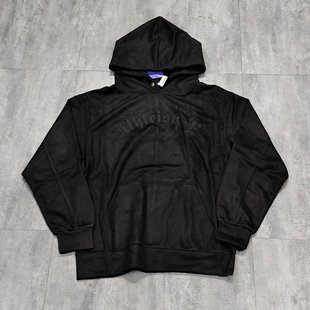 美式复古重磅刺绣连帽卫衣男女麂皮绒宽松休闲嘻哈街舞上衣[422]