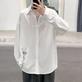 秋季潮新款宽松慵懒风黑色衬衫设计感XZ517A-1-CS801-P48控58，男装衬衫，星座517A-1