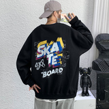 白色宽松大码圆领印花卫衣港风大皂情侣XZ517A-1-WY602-P43控58，男装卫衣，星座517A-1