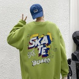 黑色宽松大码圆领印花卫衣港风大皂情侣XZ517A-1-WY602-P43控58，男装卫衣，星座517A-1