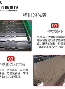 列厂链板输送机饮料生产流水线传送带备定多做食品爬坡GRO机输送