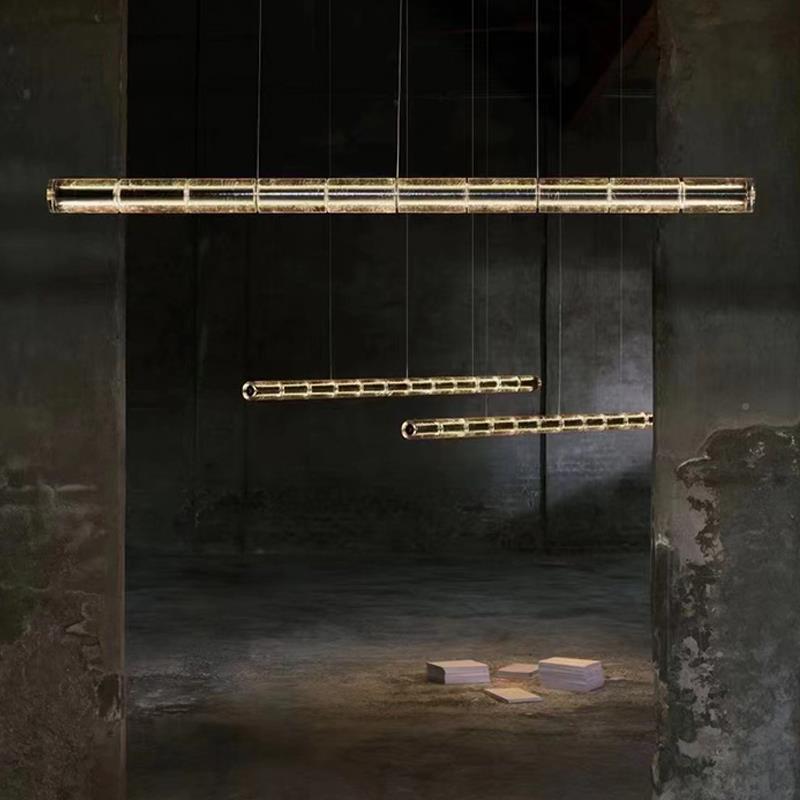 意式极餐简艺术吊灯创意公室840岛台水晶玻璃灯一字长条吧台办吊