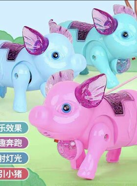 儿童玩具电动牵绳小猪抖音同款