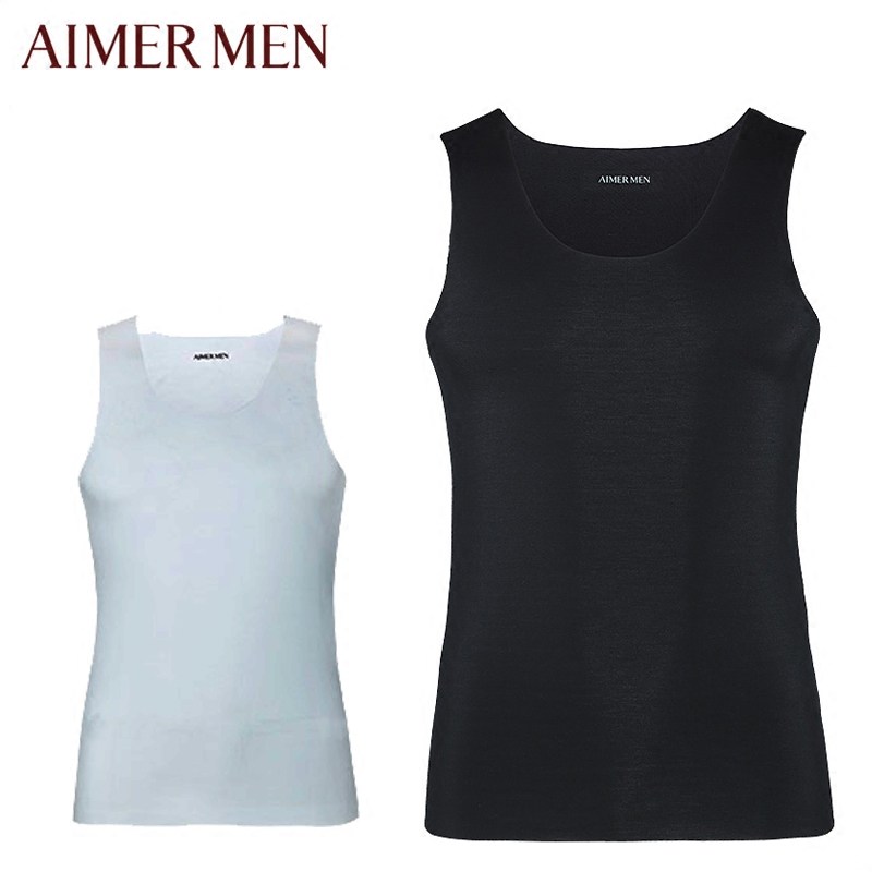 新款爱慕先生正品莫代尔无痕随心裁男士家居上衣跨栏背心11A241