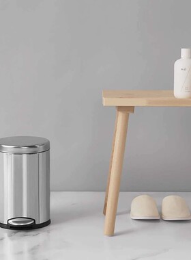 美国Simplehuman 4.5升圆形不锈钢脚踏垃圾桶办公厨房卫生间环保