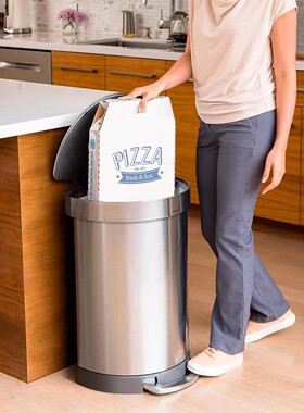 美国Simplehuman 45L 60L半圆形脚踏垃圾桶不锈钢轻奢网红带盖