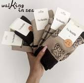 棕色系列小熊羊毛袜女士中筒可爱保暖冬款 秋冬新款 来了 棉袜