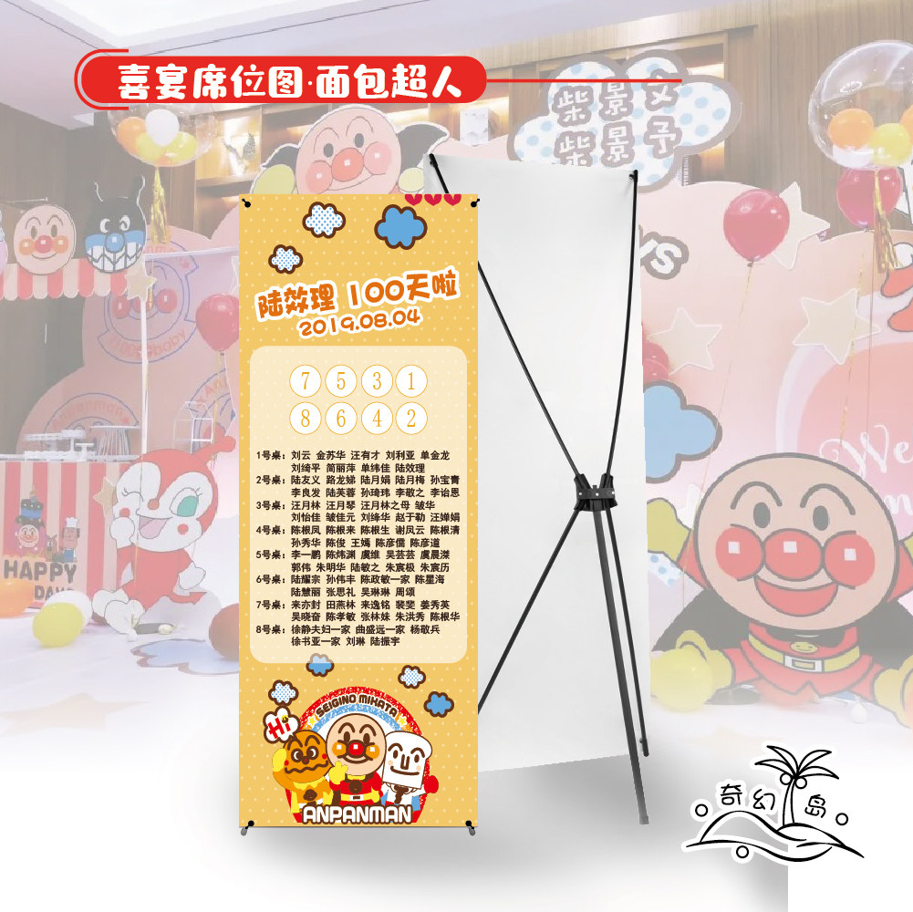 面包超人定制席位图座位表宝宝百日满月生日喜宴桌位示意宾客名单