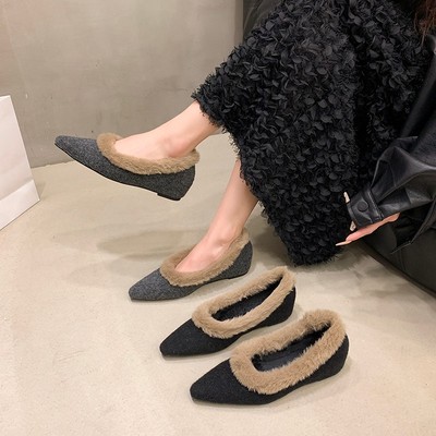 玛丽珍毛毛鞋女外穿加绒保暖秋