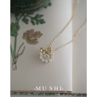 【木石有言】圣诞花环S925纯银镀14K金灵动项链女简约小清新吊坠