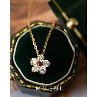 【木石有言】精致超闪花心项链女S925纯银镀18K金气质百搭锁骨链