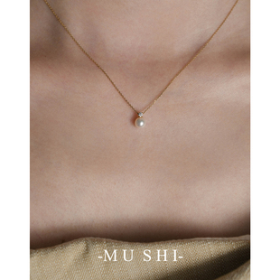 【木石有言】S925纯银镀18K金贝珠珍珠吊坠项链女轻奢锁骨链颈链