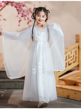 010 女童古风超仙2025新款春秋公主裙连衣裙套装小女孩国风160码