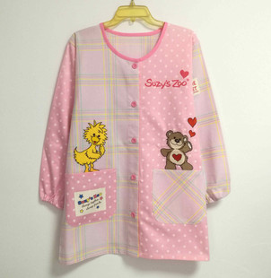 包邮巴巴爸爸反穿前纽扣罩衣长袖围裙卡通韩版时尚日本女士工作服