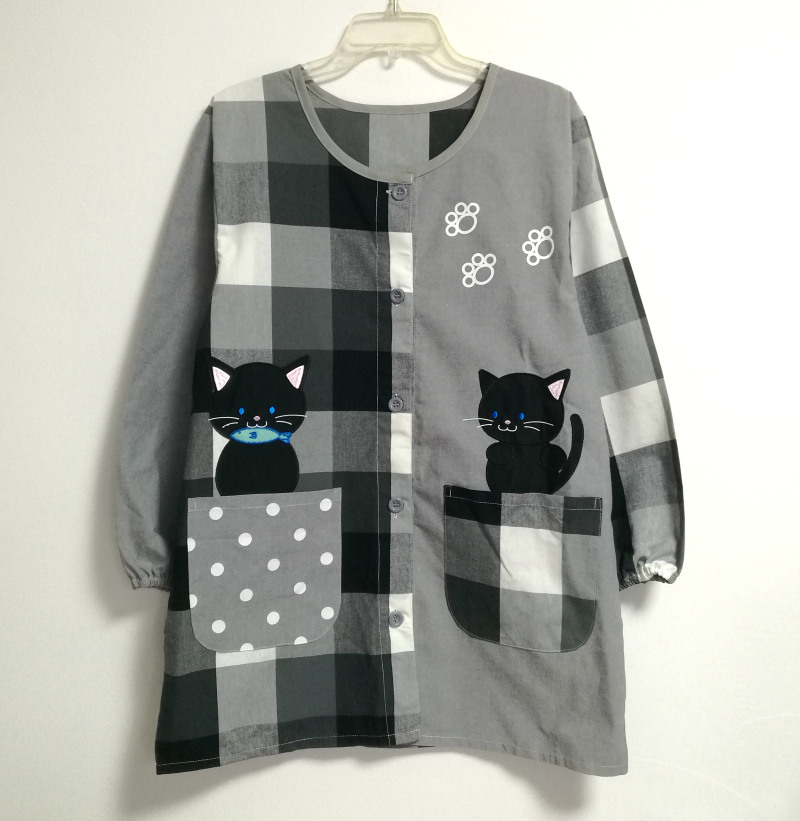 包邮女式 长袖成人围裙厨房清洁家务韩版时尚店员工作服烘焙日本