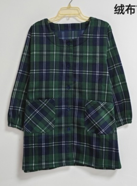卡通长袖围裙家务罩衣厨房女士时尚咖啡店员工作服日本手工刺绣