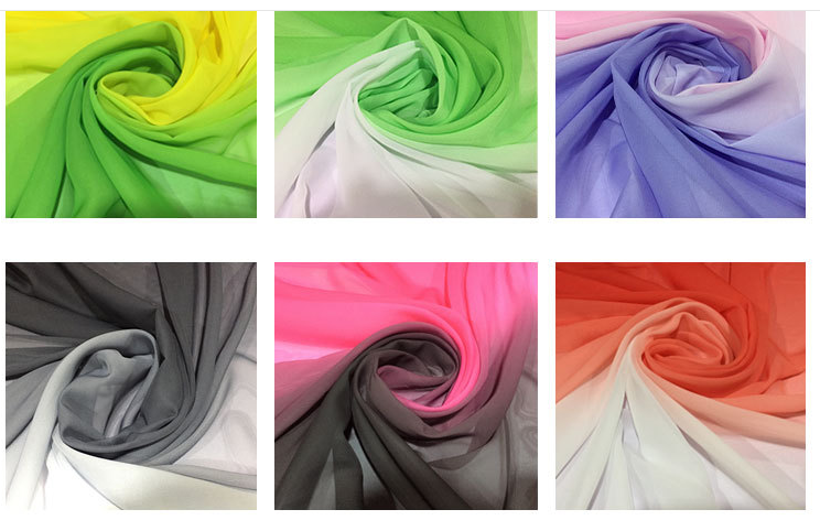 100d过渡色雪纺渐变色雪纺纱布料面料演出舞蹈服装面料幅宽1.5米