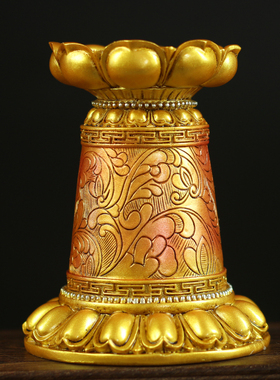 金黄色佛像莲花座手摇转经