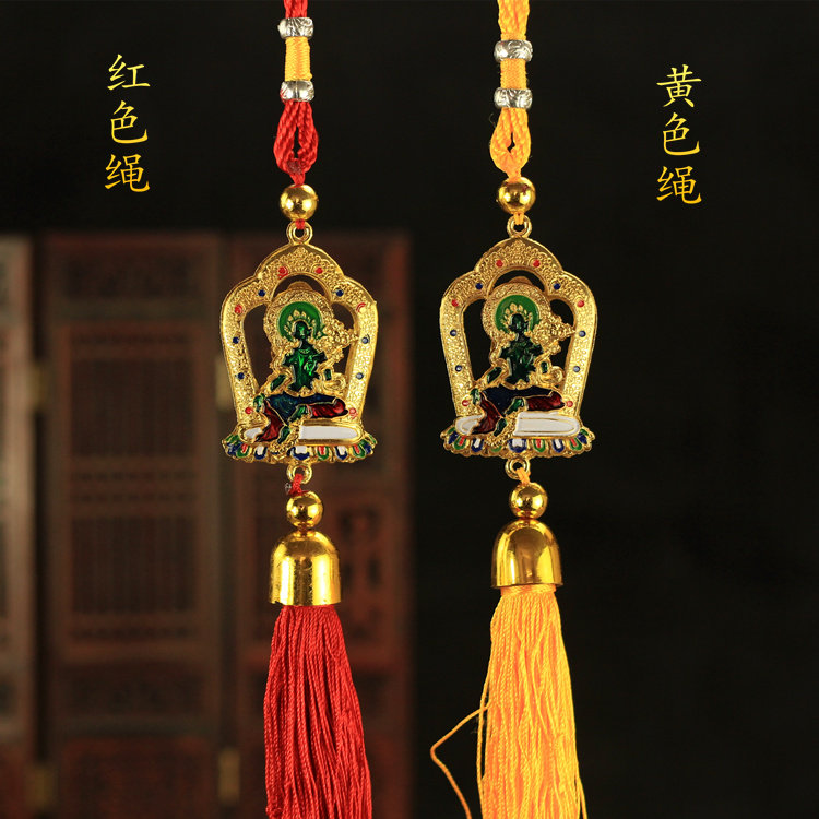 镀金彩绘绿度母汽车挂件车饰