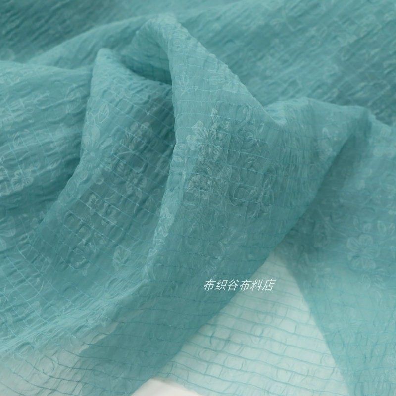 玛瑙蓝色飘逸薄透印花压花条纹雪纺纱布料古风汉服装罩衫窗纱面料,居家布艺,海绵垫/布料/面料/手工diy,淘宝优惠券,粉丝福利购,淘宝优惠卷