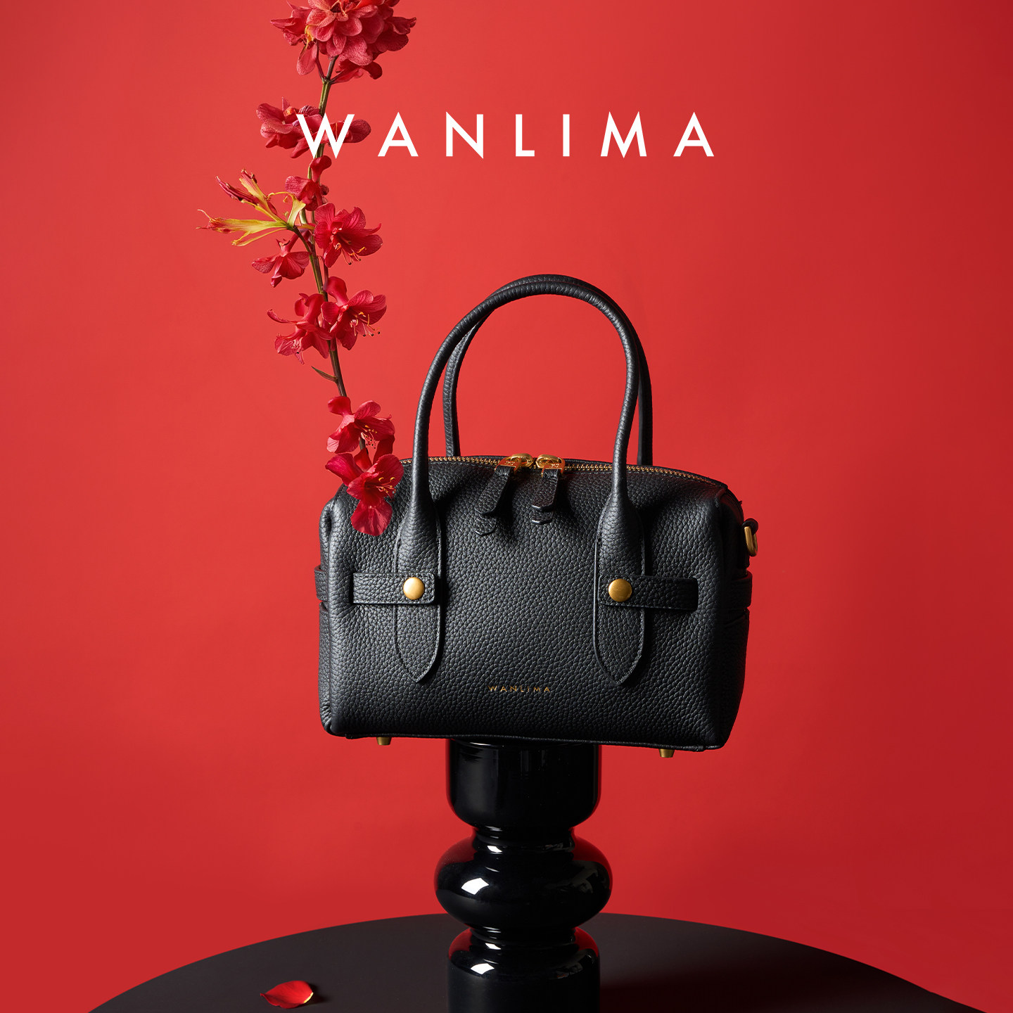 Wanlima/万里马2026新款保龄球包通勤女包真皮短手柄手提波士顿包