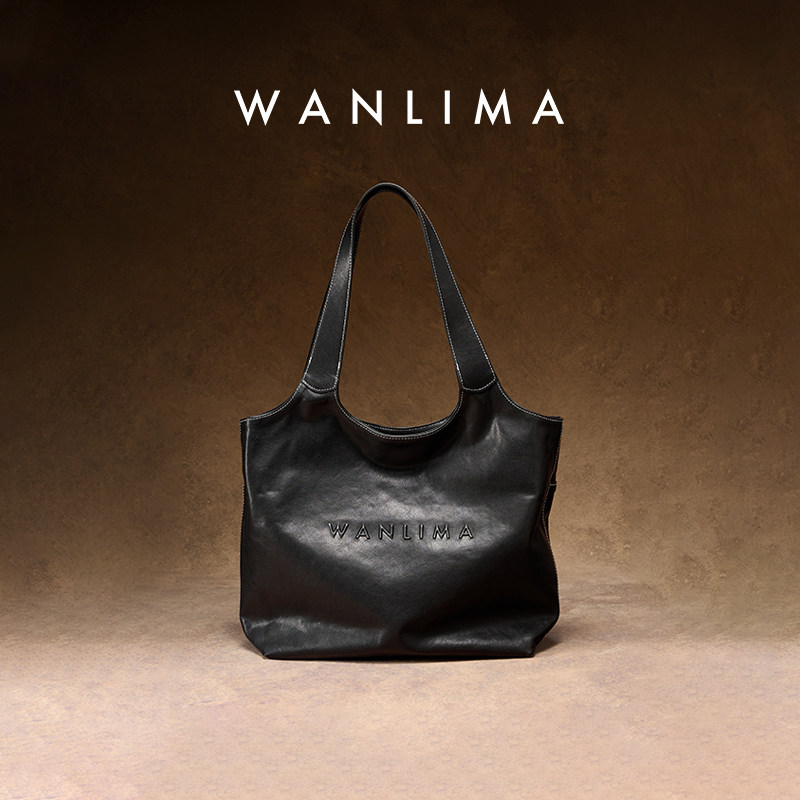 万里马漫迹植鞣牛皮托特包女2025新款复古大容量轻便手提包单肩包