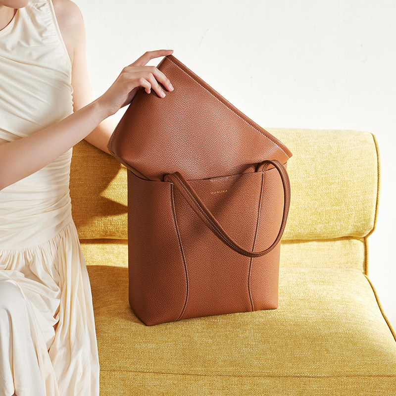 【博主同款】万里马竖影包水桶托特包真皮单肩腋下子母包通勤手提,箱包皮具/热销女包/男包,托特包,淘宝优惠券,粉丝福利购,淘宝优惠卷