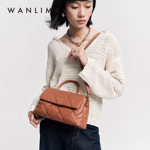 头层羊皮【首场诚意】【超能小太阳】万里马泡芙包女小香手提软皮