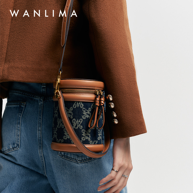 万里马小水桶包牛仔布包