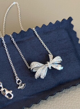 【高品质】蝴蝶结满钻高级感项链女气质百搭蝴蝶结小众高级项链