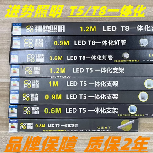 进势照明LED灯管T8一体化支架T5超亮日光灯长条灯全套节能管GOPO