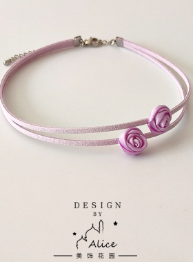 Alice多色花朵双层原创手工项圈