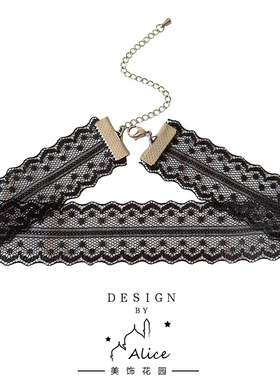 Alice宽项链黑白色蕾丝项圈女颈带超仙气质锁骨链chocker不掉色