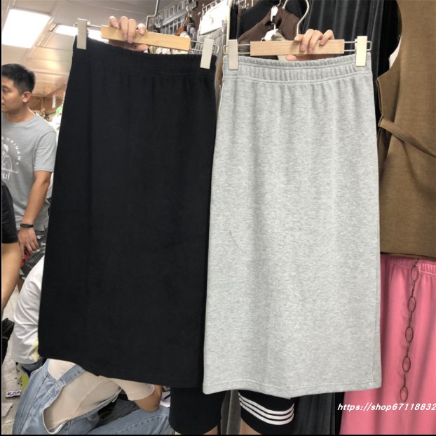 松紧腰开叉半身裙女新款遮肉高腰中长款a字显瘦直筒中长款裙子,女装/女士精品,半身裙,淘宝优惠券,粉丝福利购,淘宝优惠卷